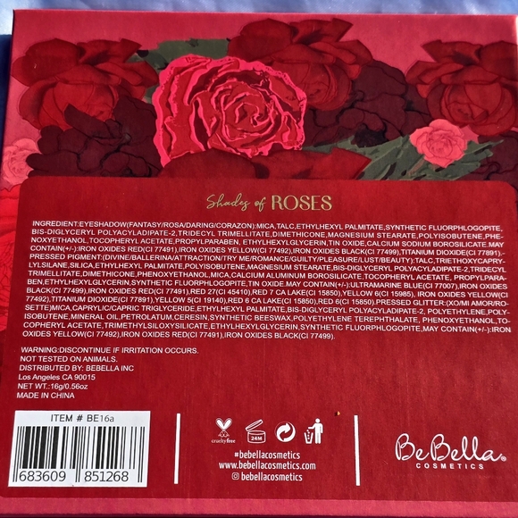 🟠 ☆ NWT ☆ BeBella "Shade of Roses" Eyeshadow Palette Red Purple White Go - Picture 5 of 7